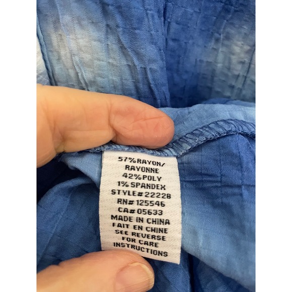 NWT Habitat A-Line Tunic Button Up Shirt Size Large Blue White Lagenlook - Picture 6 of 7